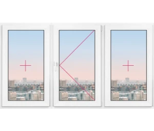Трехстворчатое окно Rehau Blitz 1850x1850 - фото - 1